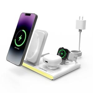 PowerGlow - Jabees PowerGlow 4-In-1 Foldable Wireless Charging Station With LED Night Light