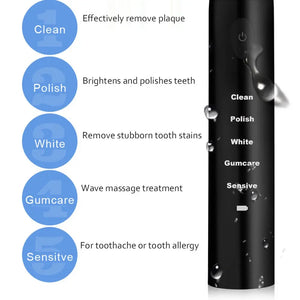 Powerful Ultrasonic Sonic Electric Toothbrush USB Charge Rechargeable